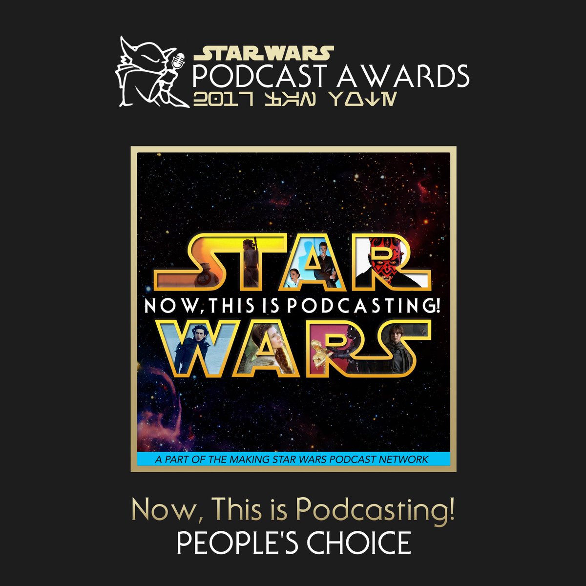Congratulations to <a href="/MSWNTIP/">Now, This is Podcasting!</a> for taking the fan vote for People’s Choice in the 2017 Star Wars Podcast Awards!