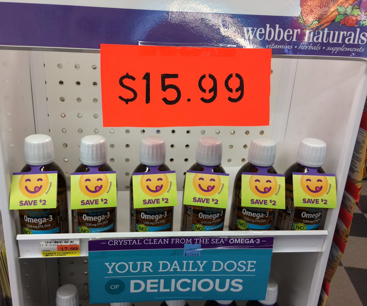 ProctorHealth's tweet photo. Great price! Only $13.99 with the extra $2 off on us. Only at Calmar Pharmacy. @webbernaturals Crystal Clean Liquid Omega-3 #wowilikeit 😋 https://t.co/CDSsbScIeC