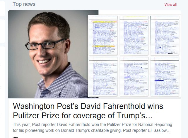 Only4RM's tweet photo. That moment you learn it's #Putlizer day, decide to tweet that the award is meaningless if @Fahrenthold doesn't get one &amp; see THIS! https://t.co/VfoJCSSv3j