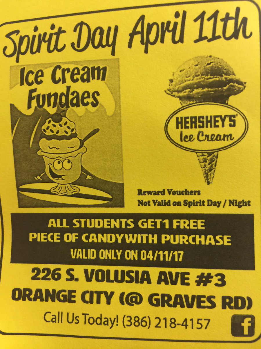 Tuesday there's a spirit night at Hannah Bananas, but they recently renamed it to Ice Cream Fundaes. They also relocated to Orange City!