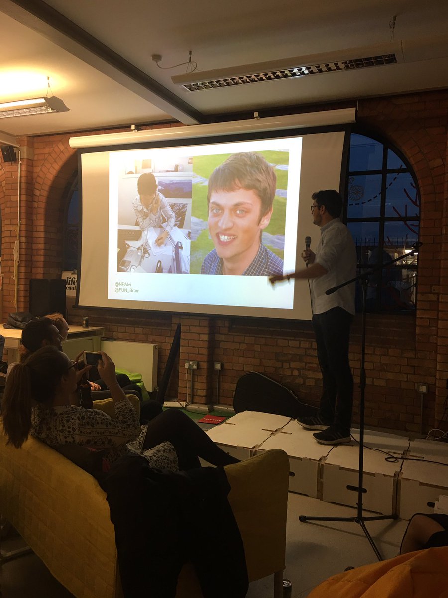 FUN_Brum's tweet photo. Next up the brilliant @NPAlvi. It would seem he is going to take us through a series of terrible haircuts #FUNBrum https://t.co/JYVgL1F1Y1
