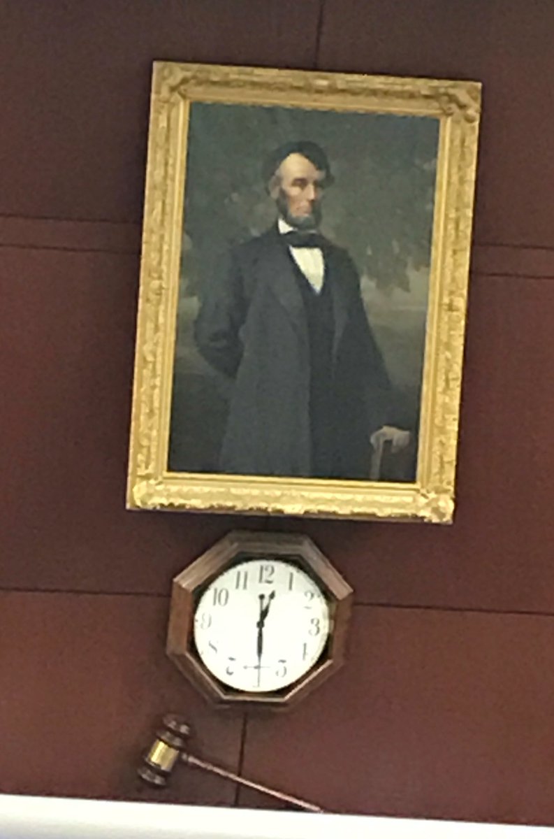 The famous portrait of Lincoln, riddled with bullet holes, in the assembly chambers. #nvleg #lobbyday <a href="/cceainfo/">Kimble Katiana</a>