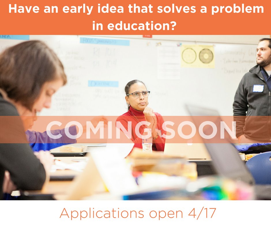 4pt0schools's tweet photo. Have an idea that improves school? Applications for our fellowships open 4/17! #Join4pt0 #edu #CAedchat #pblchat https://t.co/ieDW2upETT