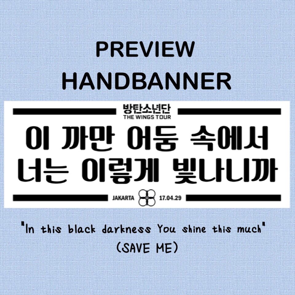RMINAFANS's tweet photo. A.R.M.Y Indonesia Mass Project:
Handbanner for The WINGS Tour in JKT
Detail: https://t.co/5cC12L0GbL 
Deadline : 15/04/17 https://t.co/qj5Ki1X0Ki