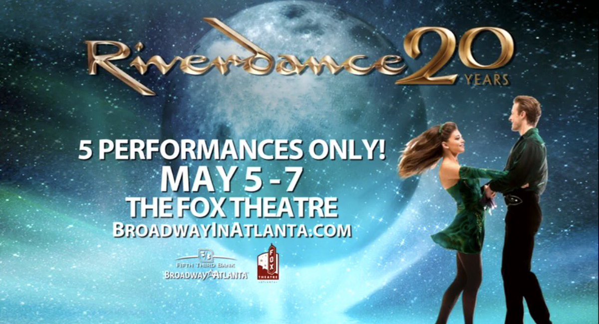 Broadway In Atlanta (@broadwayatlanta) on Twitter photo Less than a month until <a href="/Riverdance/">Riverdance</a> opens <a href="/TheFoxTheatre/">The Fox Theatre</a>. Celebrate the 20th anniversary tour with us!
Get tix at FoxTheatre.org/Riverdance Less than a month until <a href="/Riverdance/">Riverdance</a> opens <a href="/TheFoxTheatre/">The Fox Theatre</a>. Celebrate the 20th anniversary tour with us!
Get tix at FoxTheatre.org/Riverdance