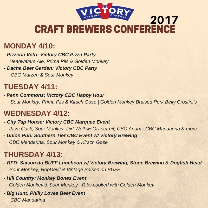 VictoryBeer's tweet photo. Don't miss out on our #CraftBrewersConference events this week in #DC! Celebrate craft beer &amp; #TasteVictory! #CBC17 https://t.co/ePjpy2z1rr