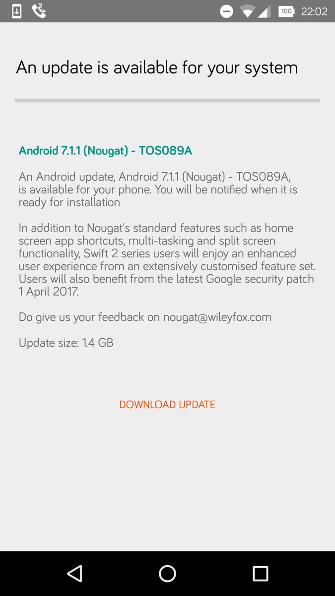 jmcomms's tweet image. Guess @wileyfox saw my Tweet over the weekend because Nougat is now here!

#swift2x