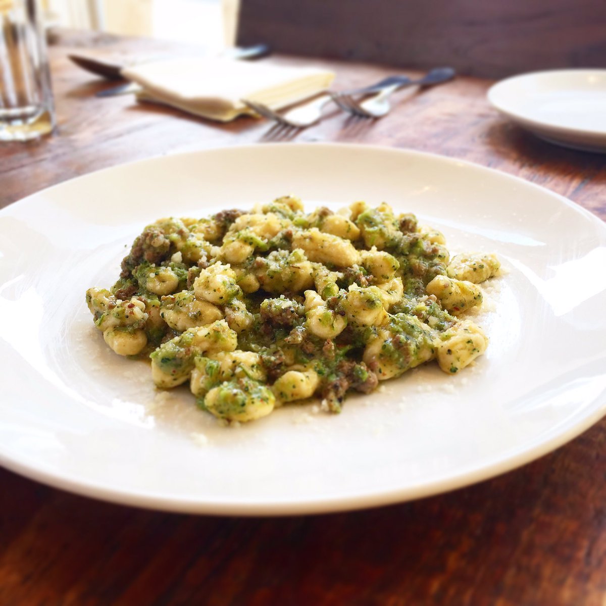 Joe_Cicala's tweet photo. Ricotta cavatelli, calabrese-style lamb sausage, broccoli, pecorino sardo tonight at @LeVirtuPhila #menuadditions https://t.co/t6fkwDrBLx