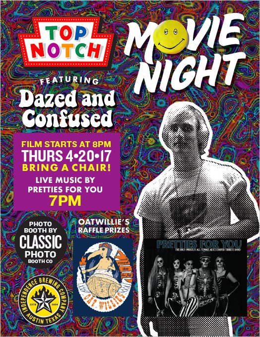 indybrewing's tweet image. In 10 days, join us as we get #dazedandconfused @TopNotchBurger in celebration of #420 ow.ly/T5id30aDSRE