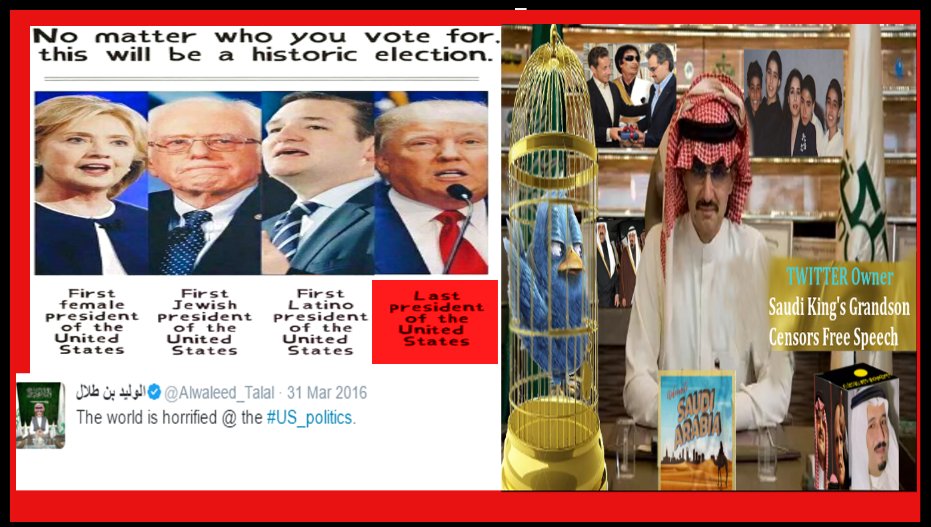 IDTheftReports's tweet photo. @realdonaldtrump Never forget @Alwaleed_Talal insult/warning that #Trump = the last prez of #USA - STAY OUT OF Mideast QUAGMIRE! @TeamTrump https://t.co/UUvbNhsL2d