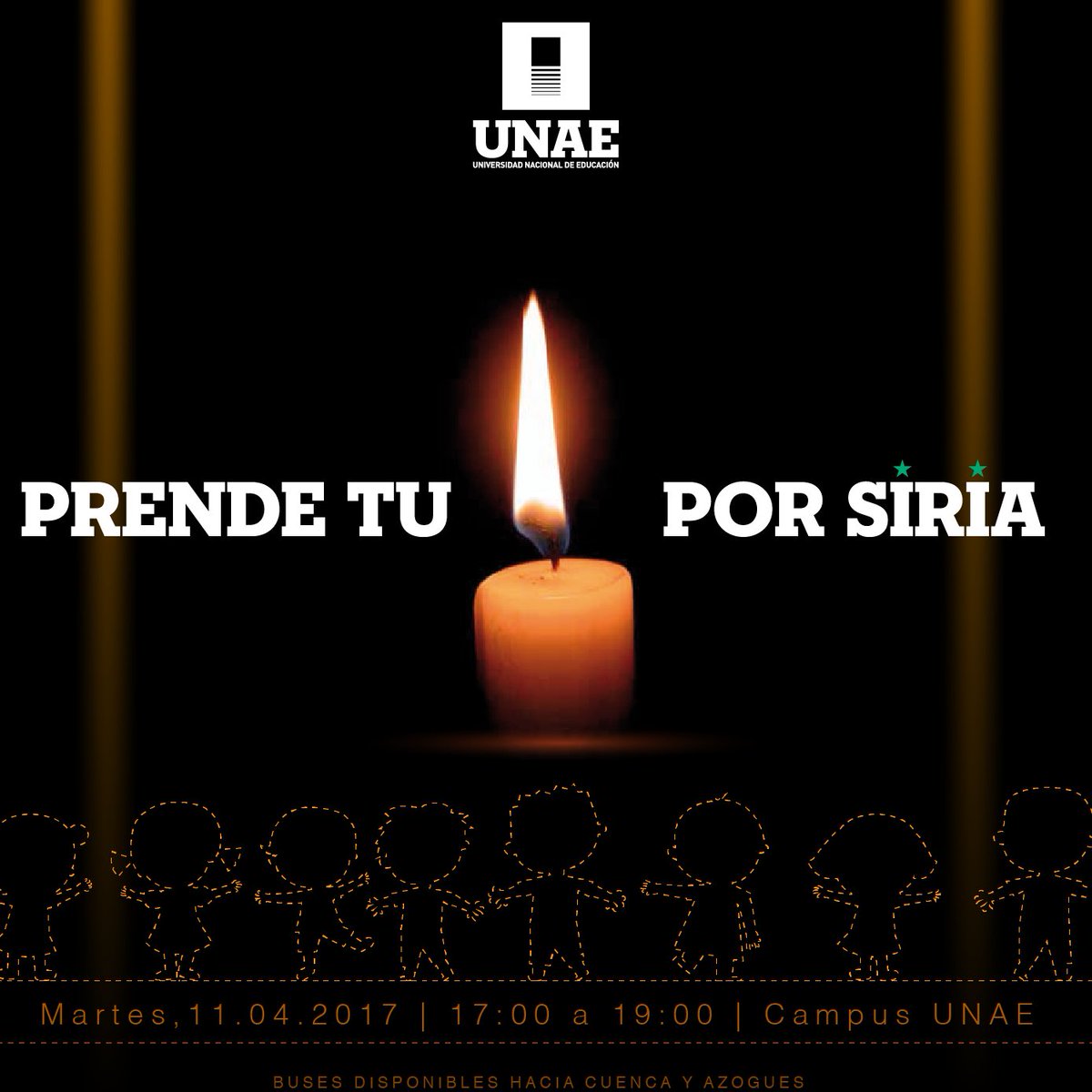 UNAEcuador's tweet photo. Este martes, en el campus de #UNAE, será el ciclo de documental foro "Prende tu vela por Siria: comprendiendo el conflicto en Medio Oriente" https://t.co/IeYR2HA2oX