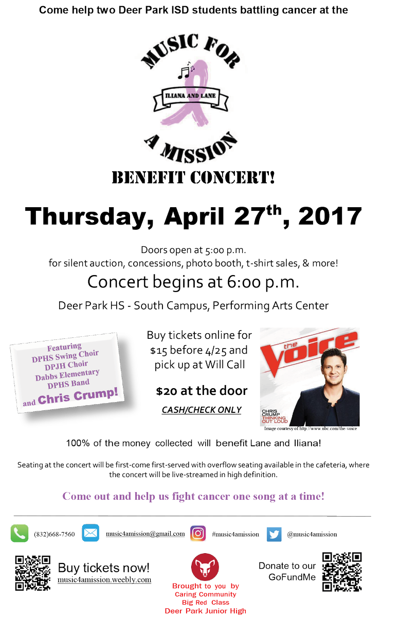 DPISD's tweet photo. Don't miss the MUSIC 4 A MISSION Benefit Concert, featuring @ChrisCrumpMusic, @KendraScott Jewelry, and more! https://t.co/F6h0Rya3BI https://t.co/yqnjy88W9I
