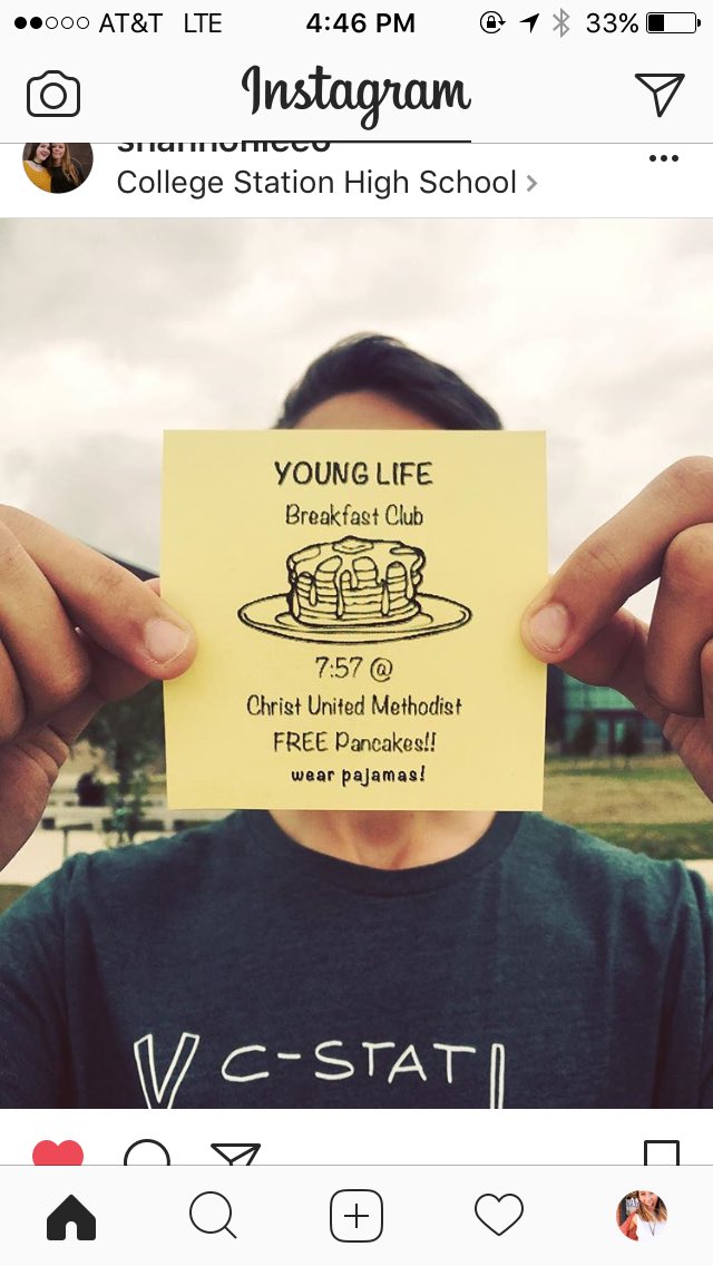 CSHSYoungLife's tweet photo. Breakfast club tn!!! Get there early for free pancakes &amp; wear pjs!!! https://t.co/wvB6Q01m4j
