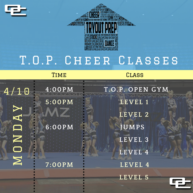 OCAllStars_'s tweet photo. T.O.P. (Tryout Prep) Cheer Classes for Monday (4/10)! #occheer #ocallstars https://t.co/hrDgishN7q