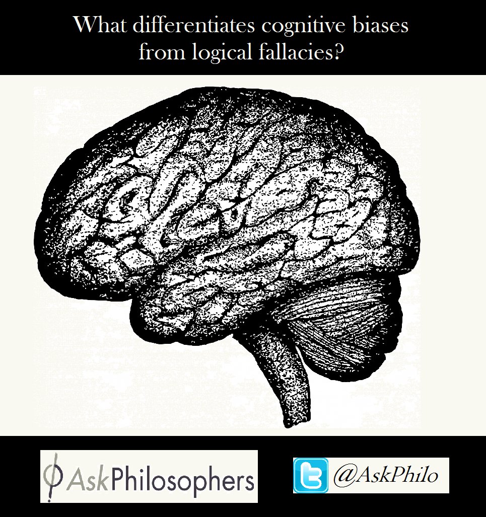 AskPhilo's tweet photo. "What differentiates cognitive biases from logical fallacies?"

Find this question at:
https://t.co/6MGa9CNGyz

#AskPhilo https://t.co/FJ9KjY6tJo