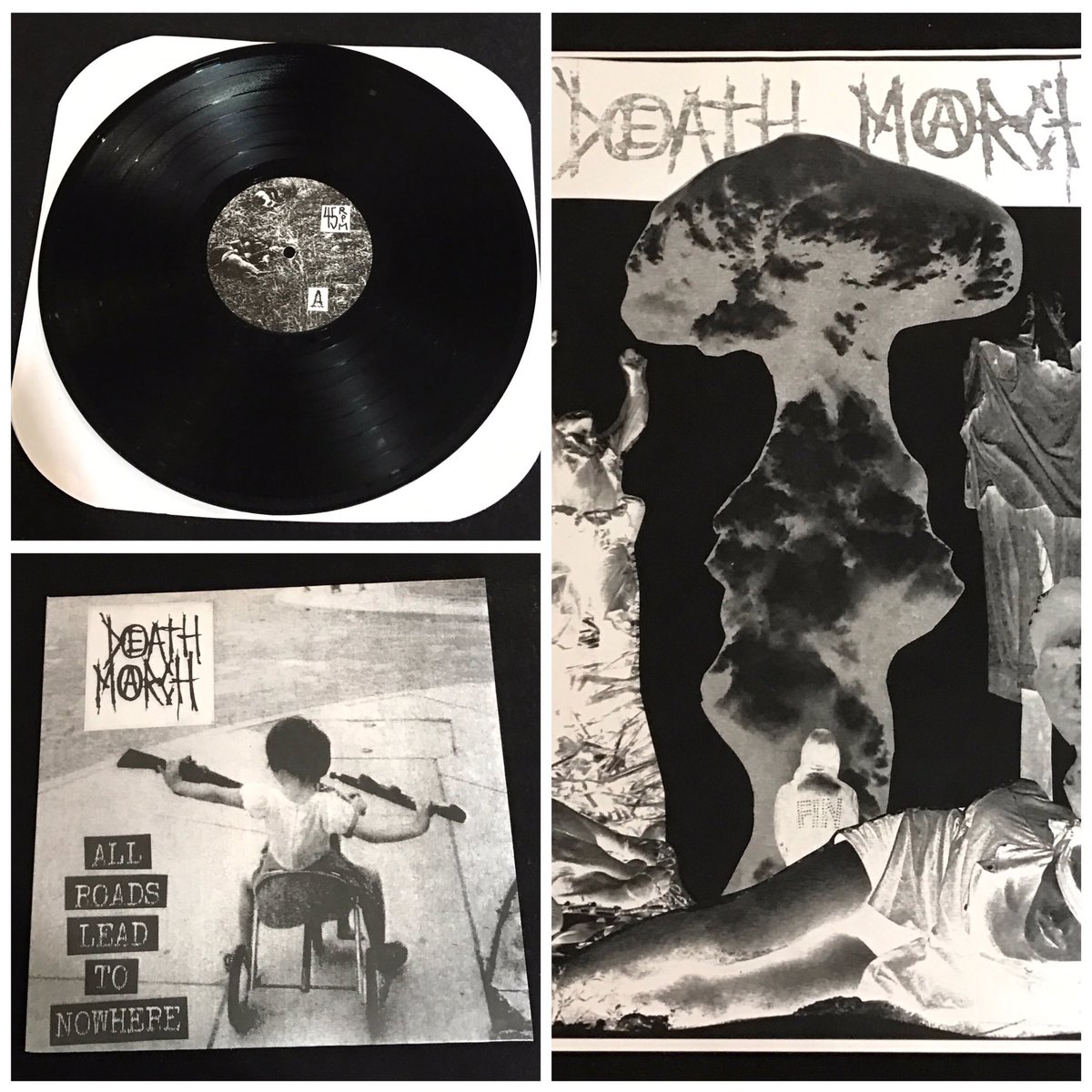 "All Roads Lead To Nowhere" 180 gram vinyl. Poster, lyric sheet &amp; digital download also included. Limited to 500.  deathmarch.bigcartel.com