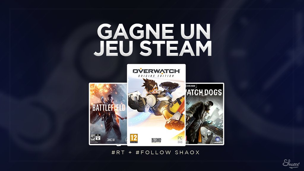 bxn2k's tweet image. 🎁 #CONCOURS ! 🎁 

GAGNE 1 JEU STEAM ! 🎮

🔄 #RT + #FOLLOW @ShaoxGFX et @YouSkillZzTM   ! 

TAS : 1 MIN ⏳
