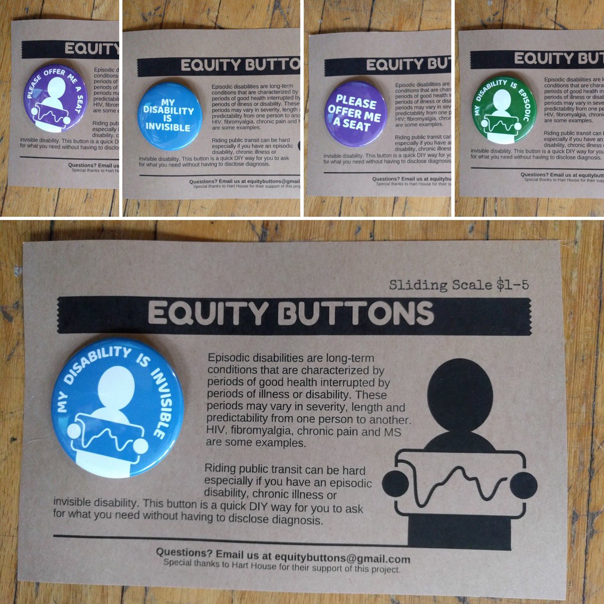queer_kate's tweet photo. Equity buttons for folks with invisible/episodic disabilities! So excited to announce our new initiative! #equitybuttons https://t.co/Q8snlz5bvj