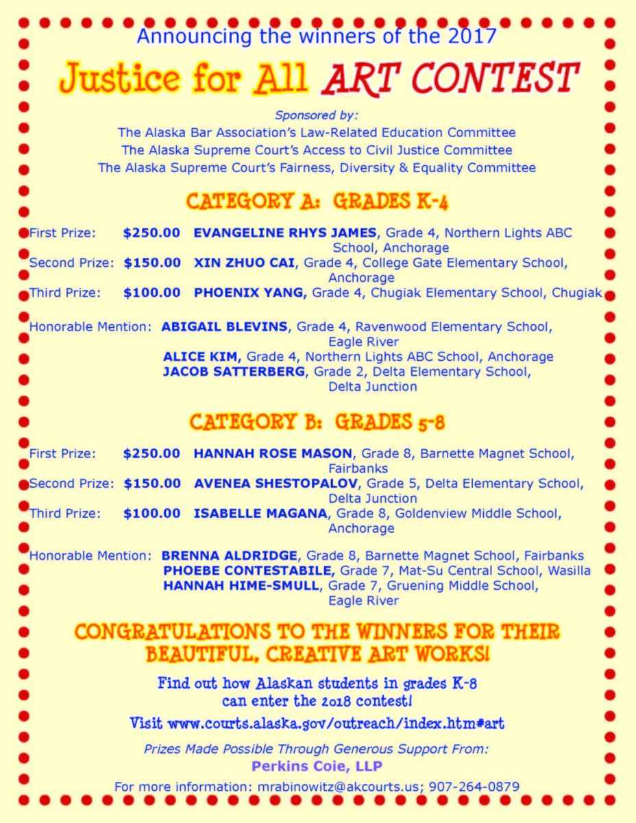 AlaskaDEED's tweet image. Congrats to Evangeline and Hannah, winners of the 2017 Justice for All Art Contest! @ASD_Info #FNSBSD #aklearns courts.alaska.gov/outreach/index…