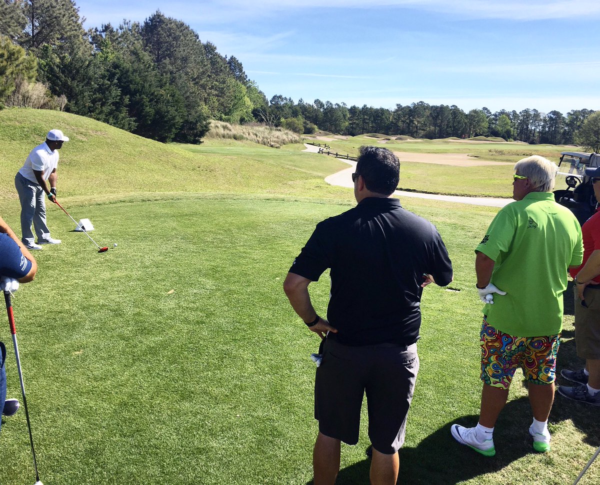 BoyzIIMen's tweet image. Manager and John Daley checking out Nathan&apos;s golf skills at the Hootie and the Blowfish&apos;s #MondayAfterTheMasters event