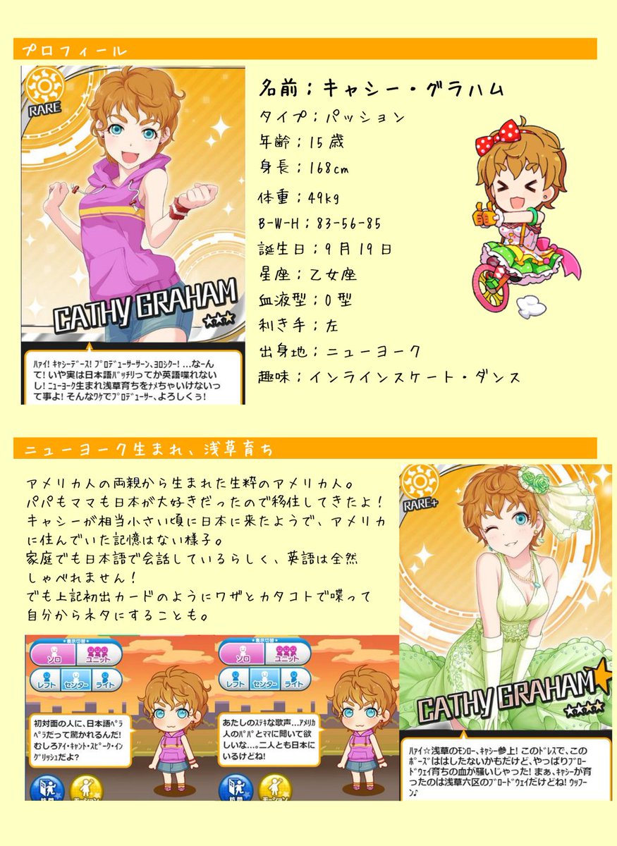 しゆ デレマスで総選挙が始まったので デレステにキャシーが実装された時に作った紹介画像再掲しますね キャシー グラハムをよろしくお願いします しゆ デレマスで総選挙が始まったので デレステにキャシーが実装された時に作った紹介画像再掲しますね キャシー グラハムをよろしくお願いします