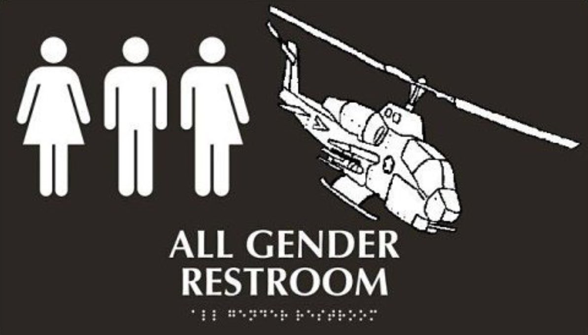 jerilynn713's tweet photo. Finally....I can leak my fluids with out feeling oppressed! #lifeofan #attackhelicopter!
#equality #bathroomrights #genderproblems https://t.co/9YXxoOJ6Dg