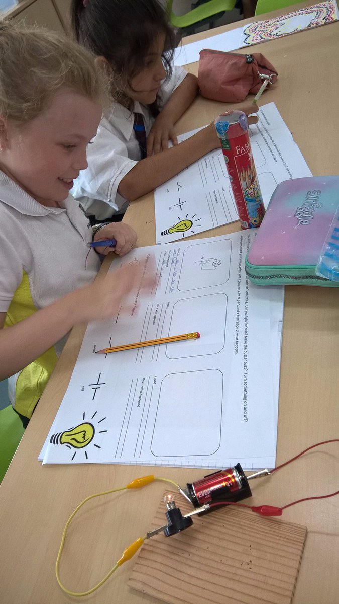 BCADyear4's tweet photo. Straight back into it #Y4Mara investigating how circuits works. Great excitement when the bulb lit up @BCADprepscience #teamBCAD #KS2Science https://t.co/9v5ymfGjPU