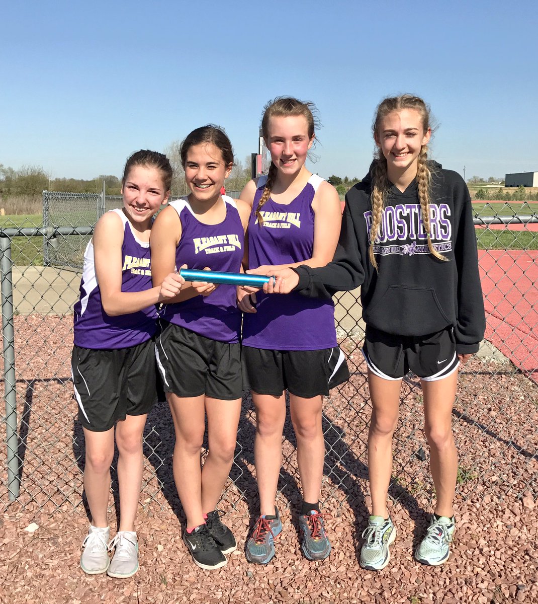 ChristyLReeves's tweet photo. They shattered it!! The old record was 12:30.45 &amp; the NEW record is 11:34.08 set tonight in the 3200m Relay. #56Seconds #PHMSTrackAndField https://t.co/91Xq3vrSZw