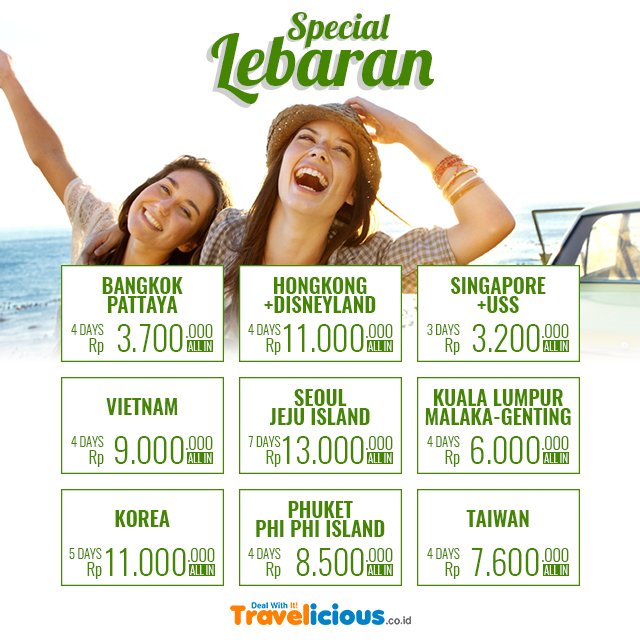 Hai Buddies! Pilih paket liburan lebaran kamu disini. Harga mulai Rp 3jt-an saja lho! goo.gl/zaCDiK