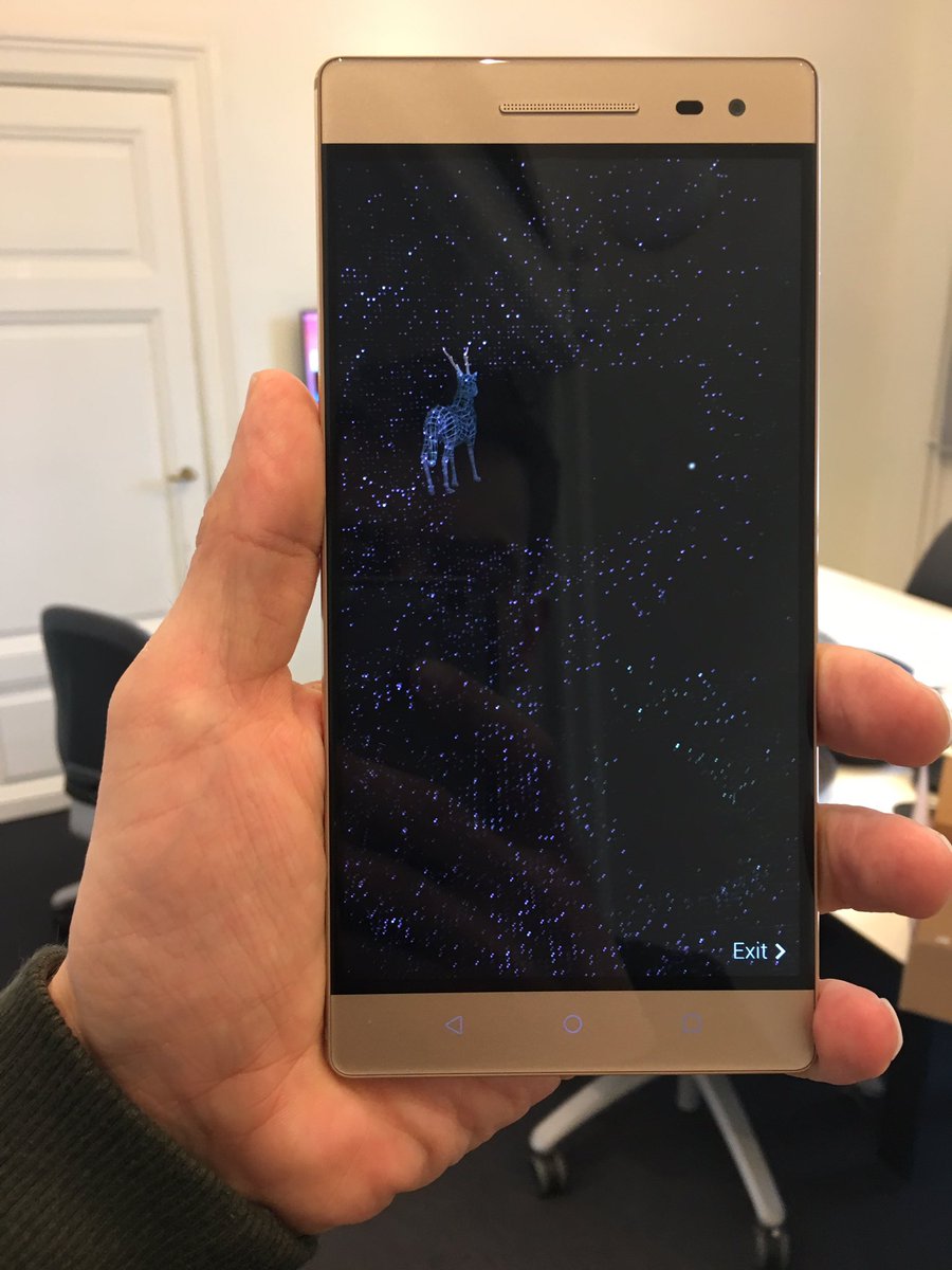 sunekaae's tweet photo. Got the #Google #Tango enabled Lenovo "phone", first consumer device with proper 3D vision. #SthlmTech #AR #veryday https://t.co/D86oGuysG7