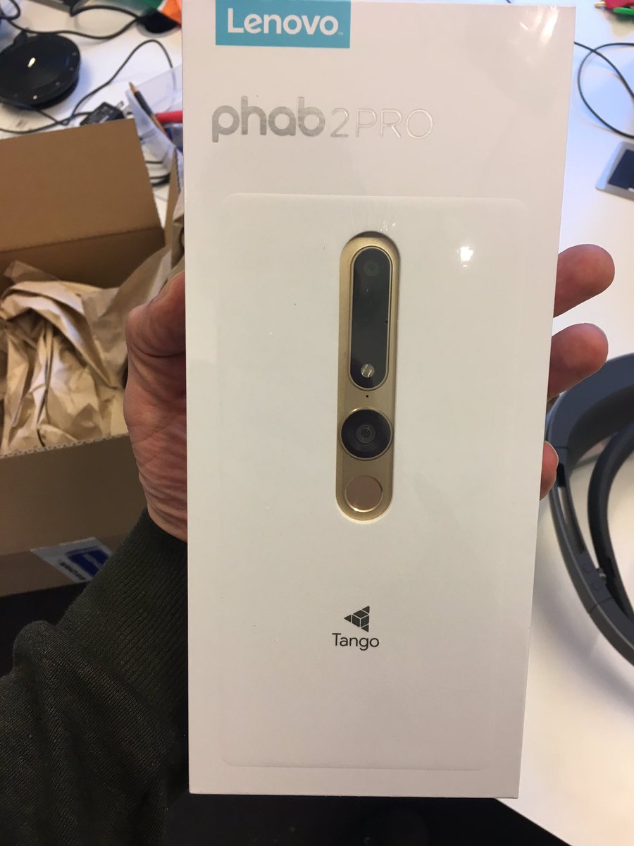 sunekaae's tweet photo. Got the #Google #Tango enabled Lenovo "phone", first consumer device with proper 3D vision. #SthlmTech #AR #veryday https://t.co/D86oGuysG7