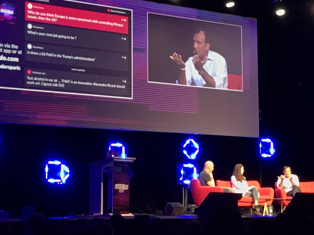 "Your data or the data of your children should not be sold to anyone" <a href="/dpatil/">dj patil</a> @ #LeadersParis