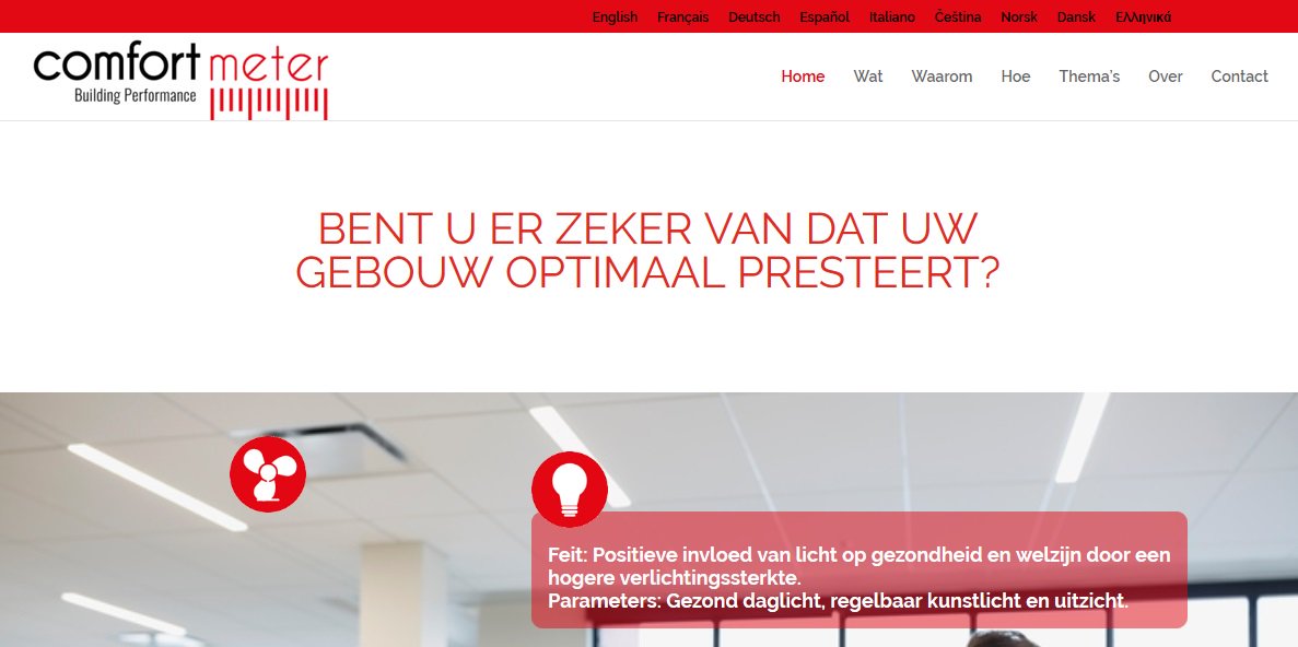Comfortmeter meet de prestaties van uw gebouw bij de gebruikers. Ontwikkeld door 5 universiteiten en <a href="/Factor4_eu/">Factor4</a> comfortmeter.eu