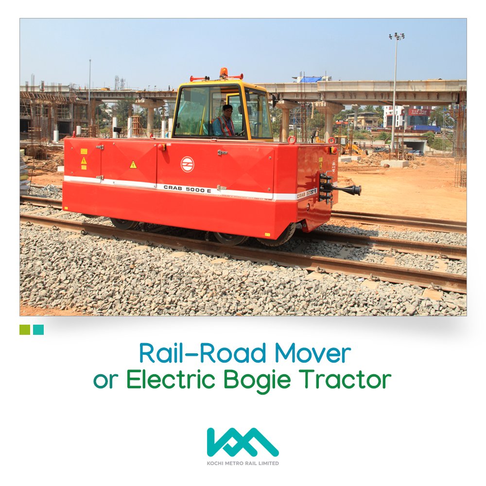 MetroRailKochi's tweet photo. Rail-Road Mover or Electric Bogie Tractor
#MetroDictionary #KMRL #KochiMetroRail #RailRoadMover https://t.co/nNQgyORP0w