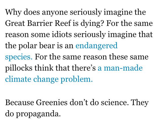 MRobertsQLD's tweet photo. "Only Gullible Fools Believe that the Great Barrier Reef Is Dying. The @Greens don’t do science. They do propaganda" https://t.co/4b3TPjWhWG https://t.co/aoMYECDRoc