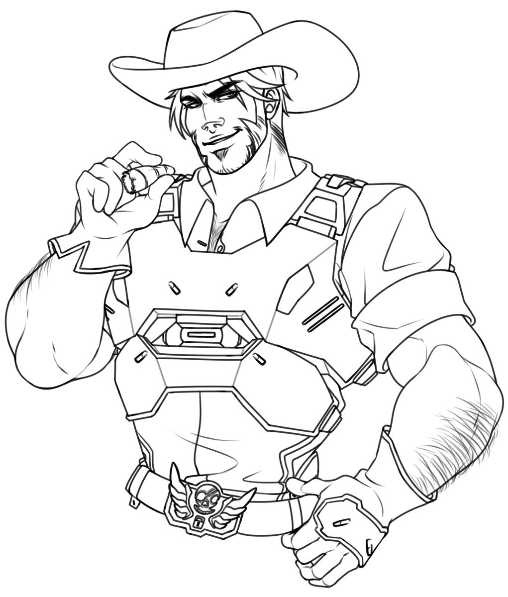 How To Draw Mccree Draw a smaller circle with a rounded trapezoid to ...