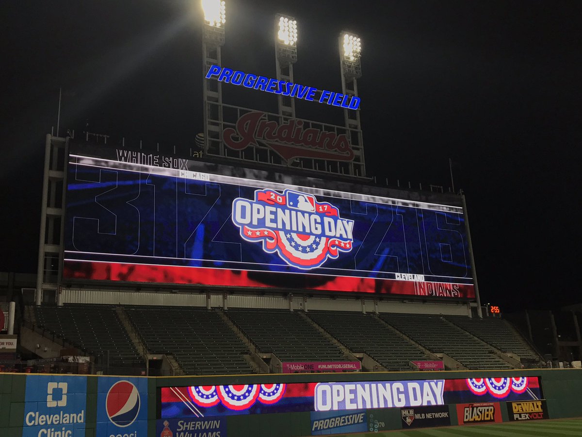 DLCleveland19's tweet photo. Lights are on, it's Opening Day! #RallyTogether https://t.co/5rBWWtlrEW