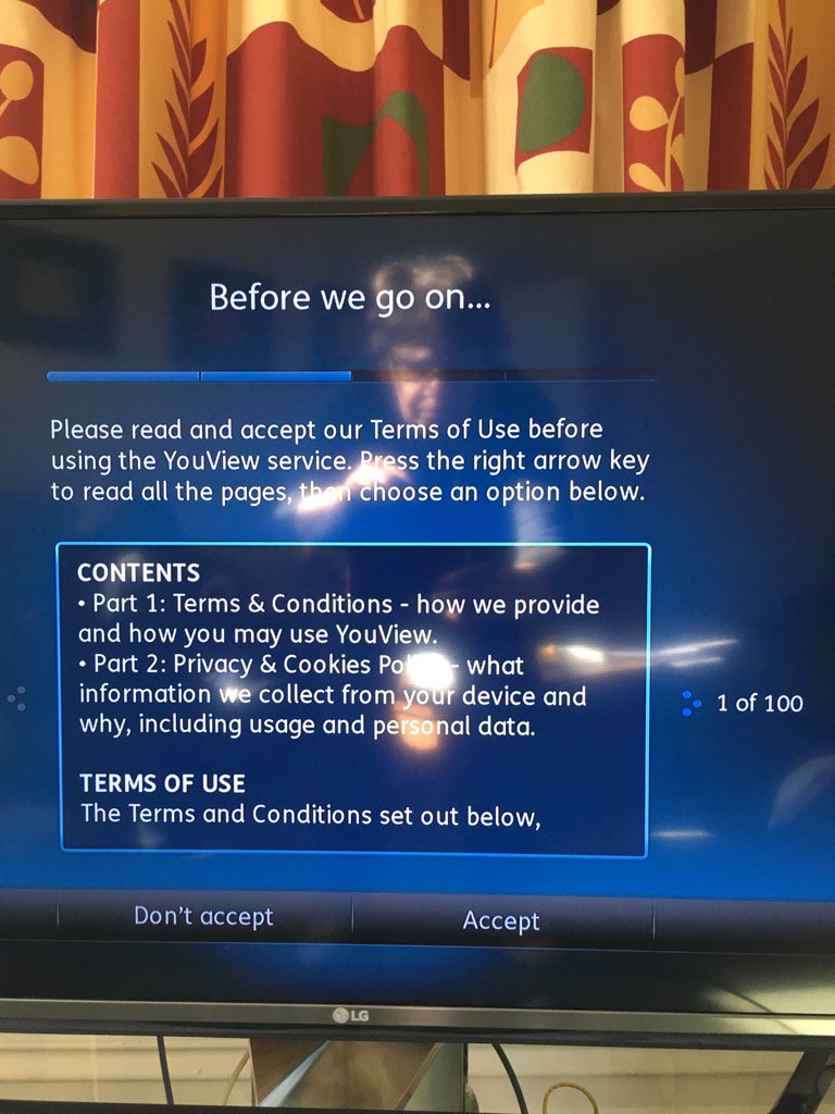 jaxrafferty's tweet photo. So #BTVision box users who are having to update to #YouView box did you read 100 pages ToC onscreen? https://t.co/Q4MH5DYMvV