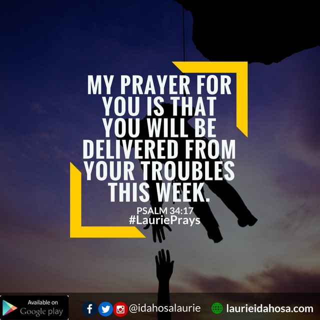 IdahosaLaurie's tweet photo. Psalm 34:17
The LORD hears his people when they call to him for help. He rescues them from all their troubles.
#LauriePrays https://t.co/AxFLgUHhqA