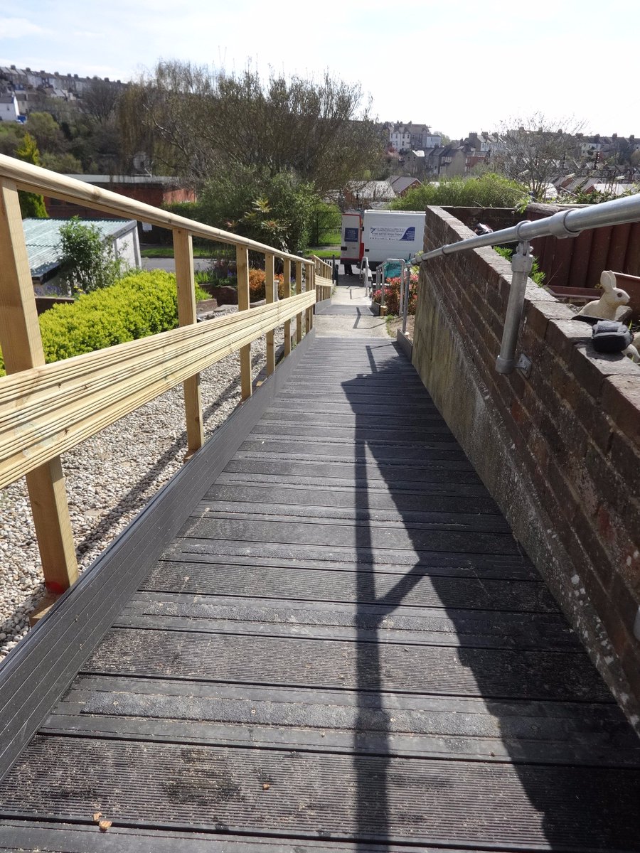 JF_Property's tweet photo. three section #disabledramp for #mobilityscooter completed in #Hastings using @helpmebuildit @cladcoprofiles and @SafeTread_UK #freedom https://t.co/WVJCG66My5