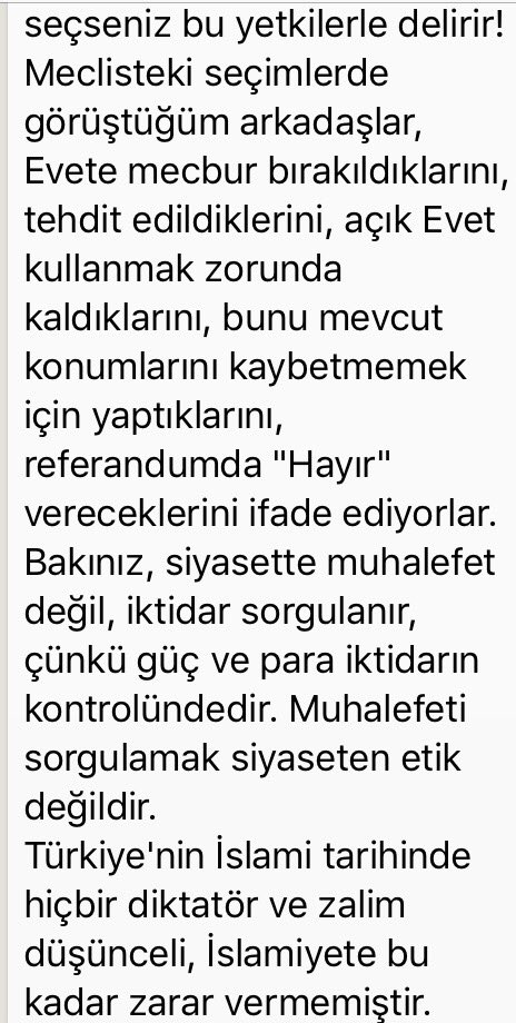 Abdüllatif Şener yazmış. Satır satır okuyunuz kardeşlerim... satır satır.