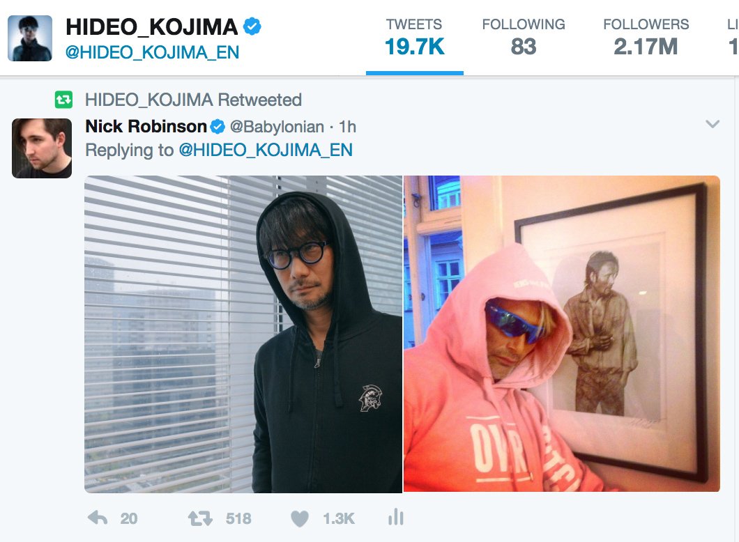 Nick Robinson on X: much like i am a fan of kojima being a fan of mads  mikkelsen, kojima is a fan of me being a fan of kojima being a fan