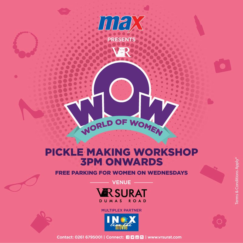 VRSurat's tweet photo. Spice up the summer with some pickles!
Learn the art of making pickles tomorrow 3 pm onwards at #VRSurat.
#VRWOW https://t.co/fVv0H4vdvo