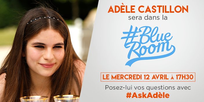 .@AdeleCastillon sera l'invitée de la #BlueRoom @TwitterFrance demain. 
Posez toutes vos questions sur #SousLeMêmeToit avec #AskAdèle !