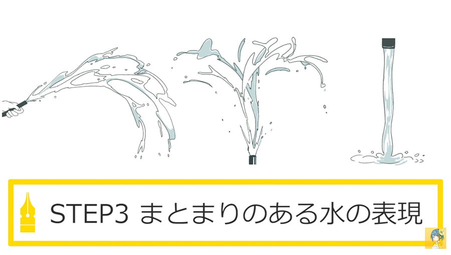 お絵かき講座パルミー Sur Twitter 水の 質感 や 動き ってどう表現したらいいんだろう そんな悩みをお持ちの方 は この講座で最も描くのが難しいモチーフの１つである水の描き方をマスターしましょう 水や水滴の描き方講座 水の質感や表現方法を理解