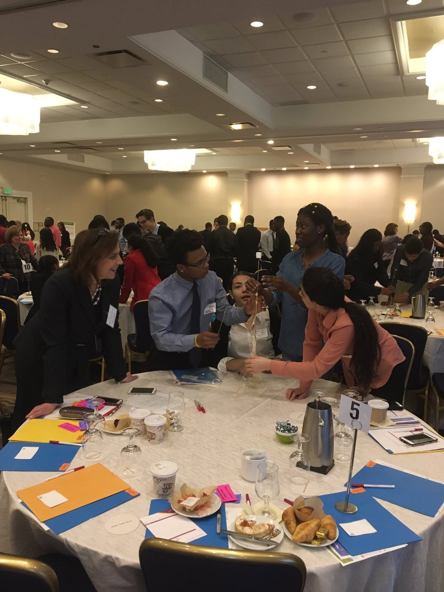 WPYouthSummit's tweet photo. All of the participants at the Youth Summit are hard at work to win the marshmallow challenge! Who can build the tallest structure? #wpys17 https://t.co/YghOtYRnwB