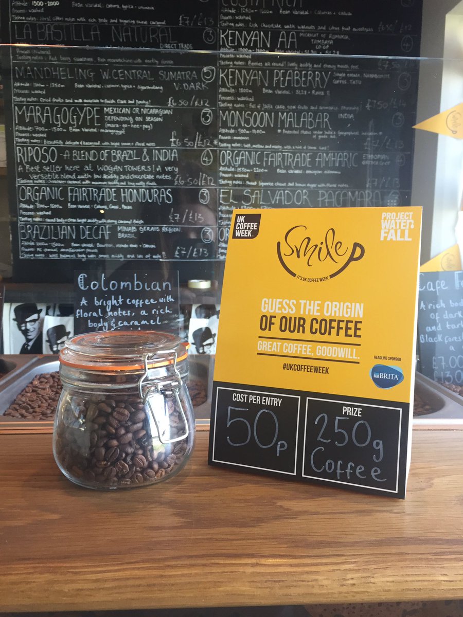 WoganCoffee's tweet image. This week is @UKCoffeeWeek and you can win 250g of free coffee. Head to the shop and guess how many beans are in the jar, closest guess wins