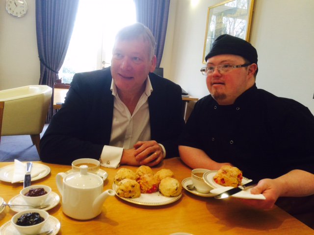 steppingni's tweet photo. Our Courtyard Cafe trainee Jamesy baking at #Stormont kitchen by special invitation of Minister Kris Hopkins @NIOPressOffice #WeSeePotential https://t.co/RGOE2d39eN