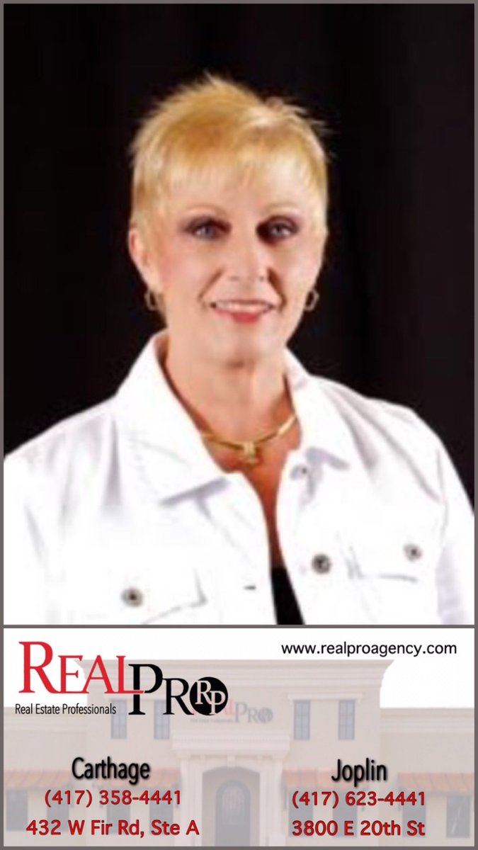 RealProAgency's tweet image. Vicki Bronson is just another one of our fantastic agents! Give her a call for any of your real estate needs. (417) 434-0077