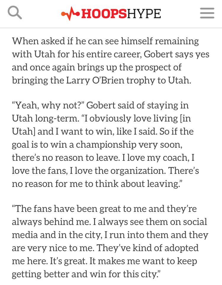 JakeHatch's tweet photo. Rudy Gobert loves playing basketball &amp; loves playing for the @utahjazz &amp; Jazz fans. Great stuff from @AlexKennedyNBA https://t.co/lnntDGsQ4s https://t.co/XfnUVU4jKD